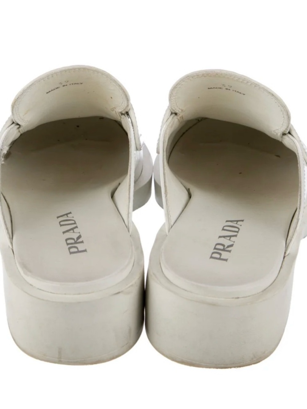 Prada White Leather Logo Strap Mules - Picture 7 of 7
